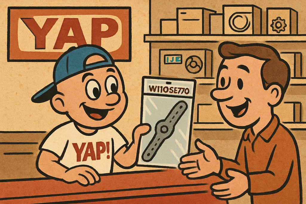 Cartoon scene inside the YAP appliance parts store in Piedmont, Oklahoma. The YA