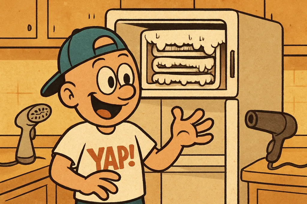 The YAP Dude stands in the middle of a home kitchen, grinning like he's refereei