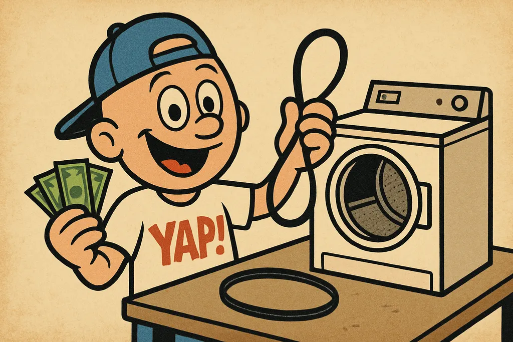 The YAP Dude standing at a workbench grinning, holding up a cheap generic drive 