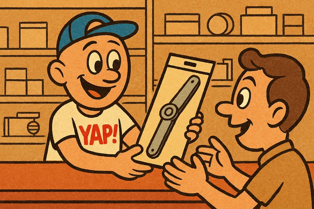 Inside the YAP appliance parts shop in Piedmont, Oklahoma, YAP Dude is standing 