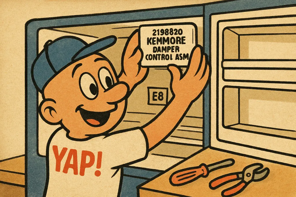 YAP Dude installing a brand-new 2188830 Kenmore damper control assembly into the