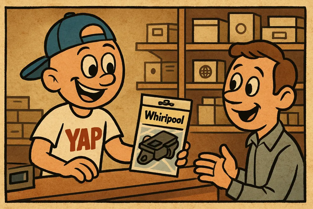 Cartoon scene inside the YAP appliance parts store in Piedmont, Oklahoma. The YA