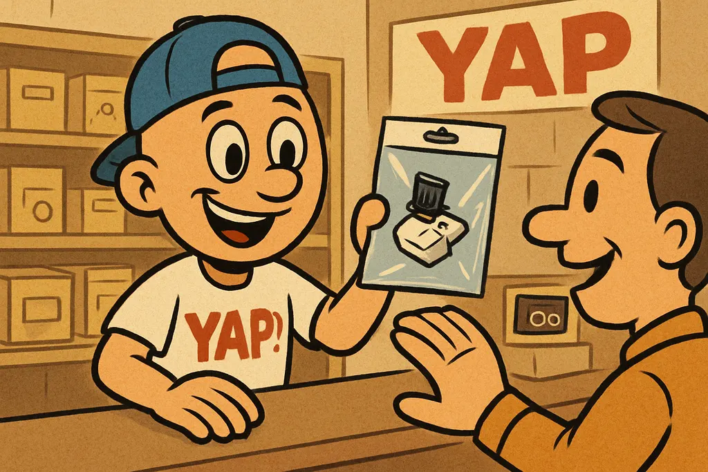 Cartoon scene inside the YAP appliance parts store in Piedmont, Oklahoma. The YA