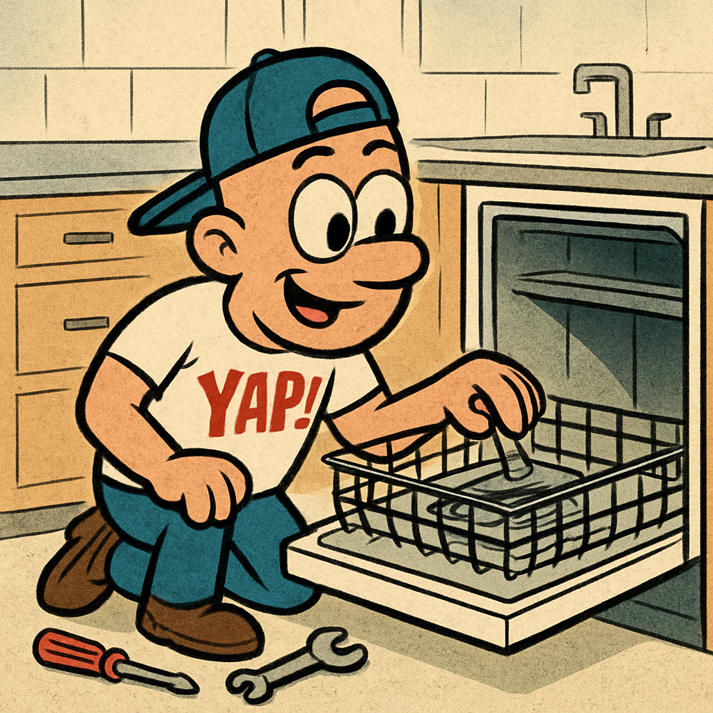 YAP Dude working on a dishwasher
