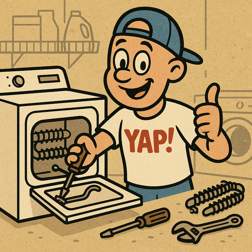 YAP Dude working on a dryer