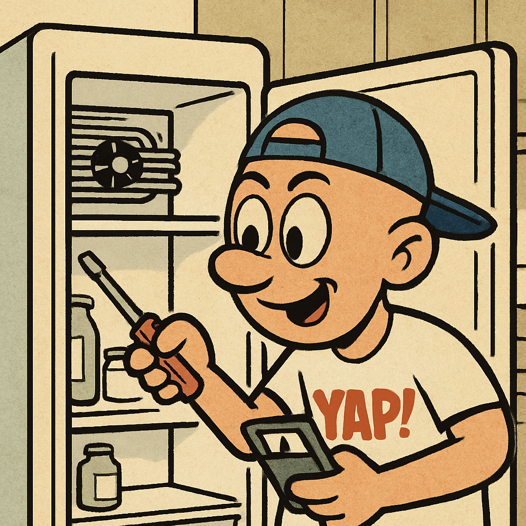 YAP Dude working on a refrigerator